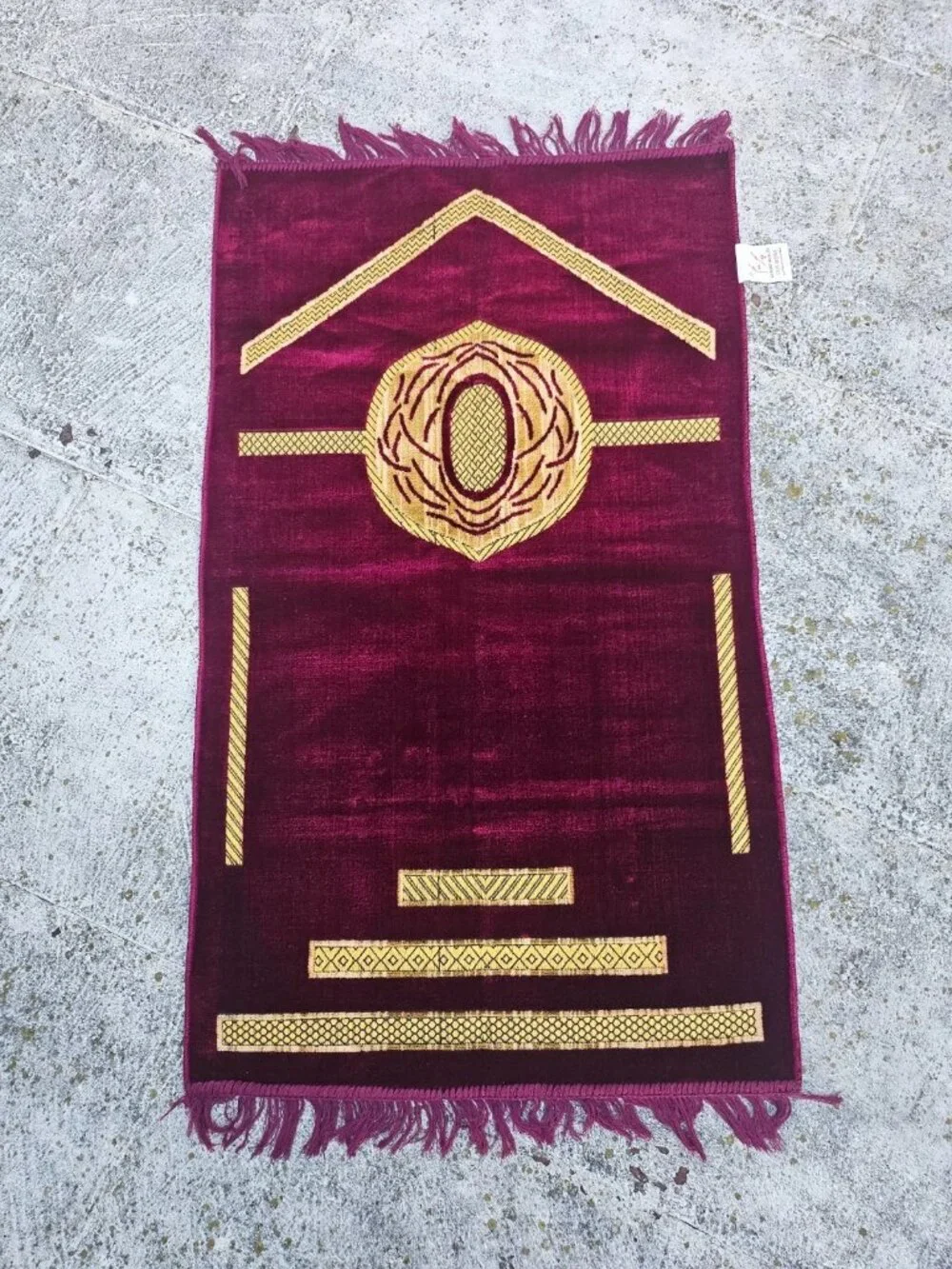Prayer Rug Musalah Jai Namaz Burgundy Velvet Luxury Religious Islamic Rug - Picture 2 of 11